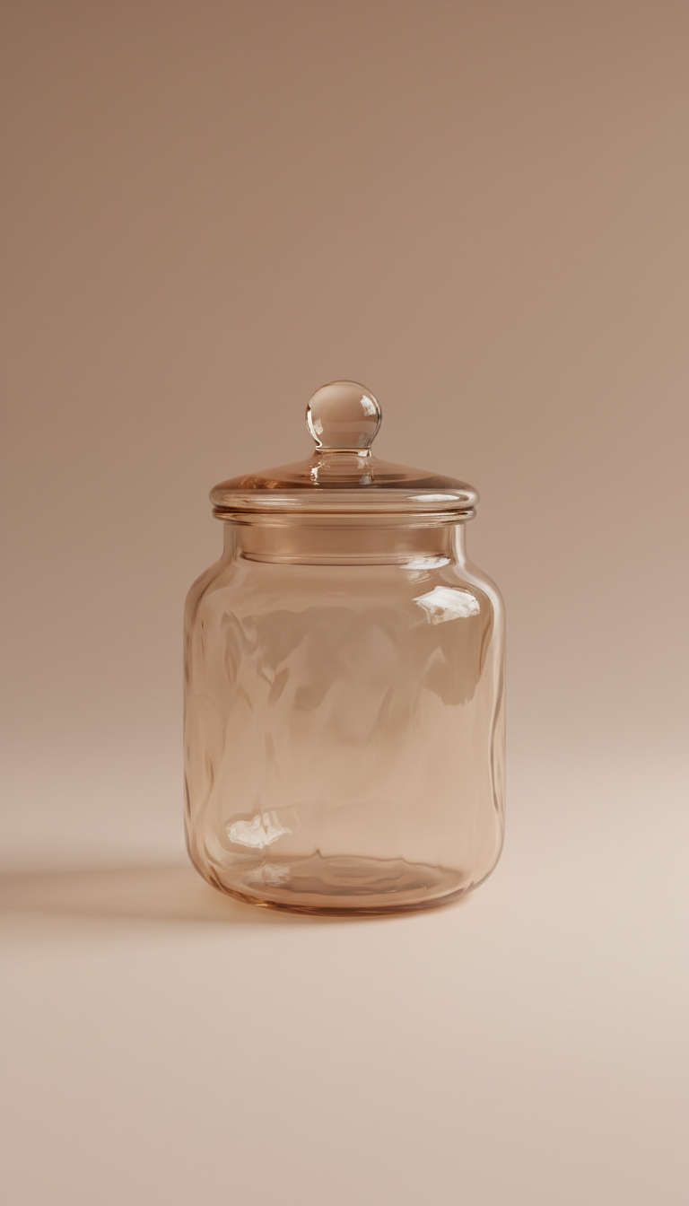 Hand-blown glass storage jar with lid