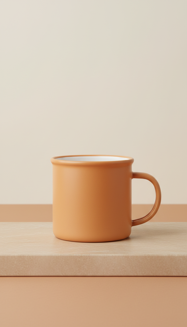 Enamelware coffee mug with wide rim